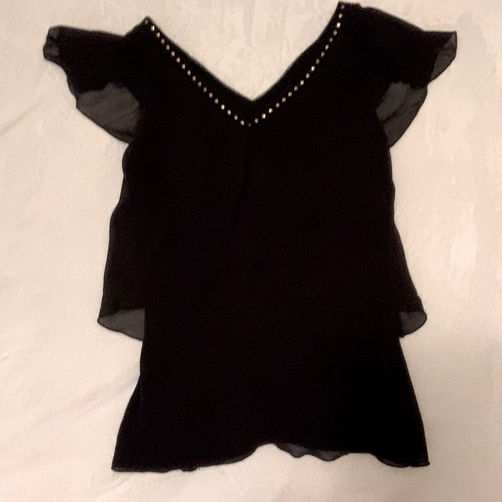 WHITE HOUSE BLACK MARKET Ruffle sleeveless elegant blouse